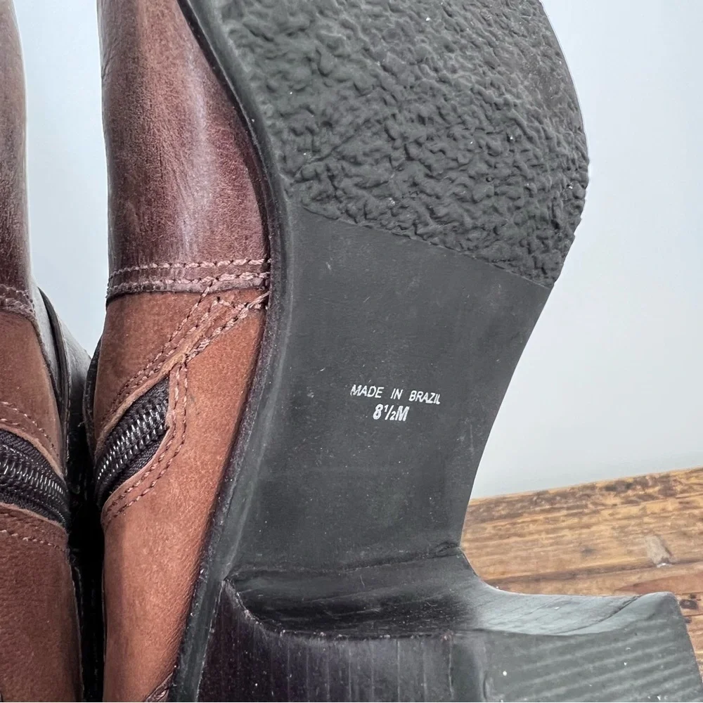 Matisse Brown Leather Chaps Knee High Buckle Boots - Picture 13 of 13